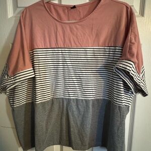 1XL SHEIN curve black and white, orange and black color block
